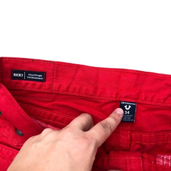 True Religion Jeans Size 34 RICKY Red - Picture 3 of 9